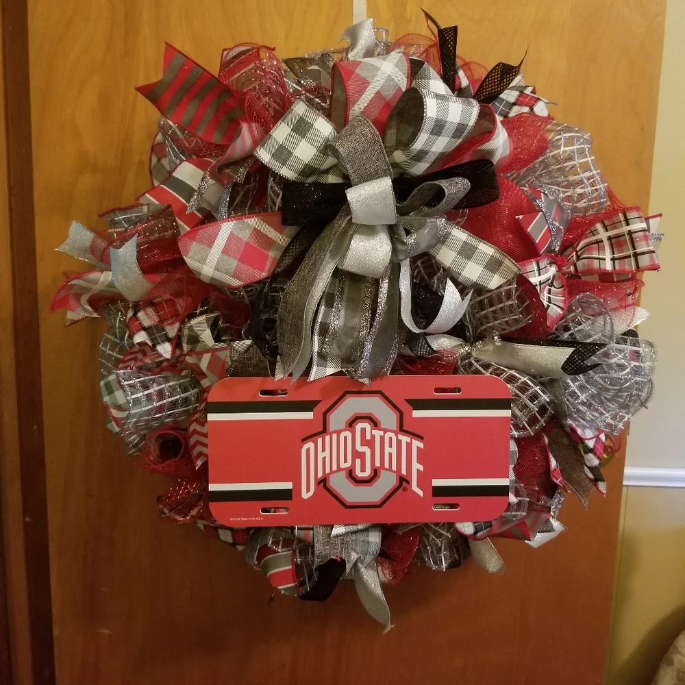 Handmade wreaths 22 inches 1 christmas 1 OSU Buckeyes 50.00 listing price 50.00 - Picture 2 of 2